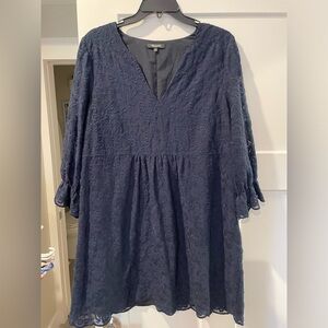 Madewell navy lace lined long sleeve dress, size 12
